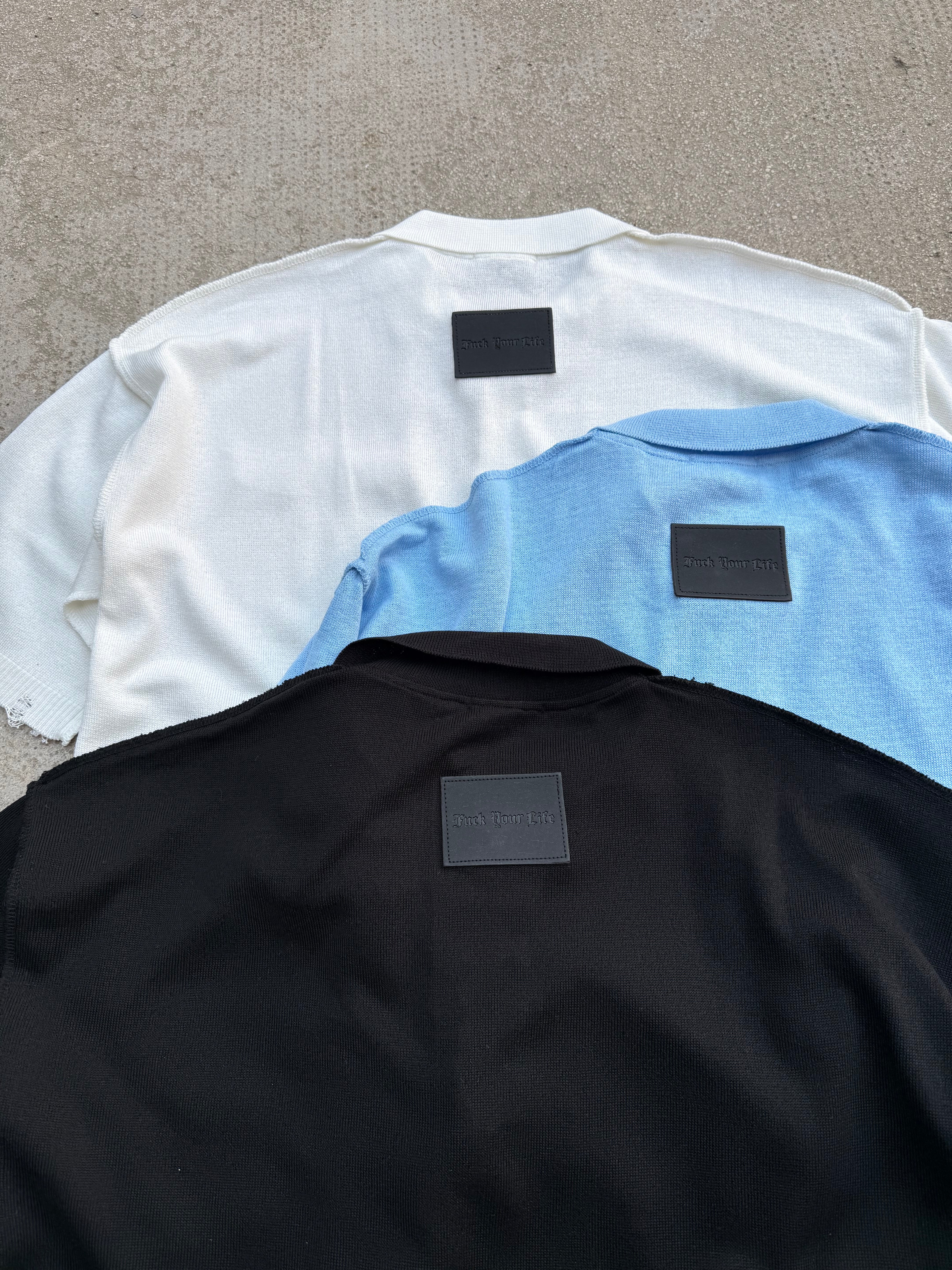 Polo in filo Zip Ricamata White