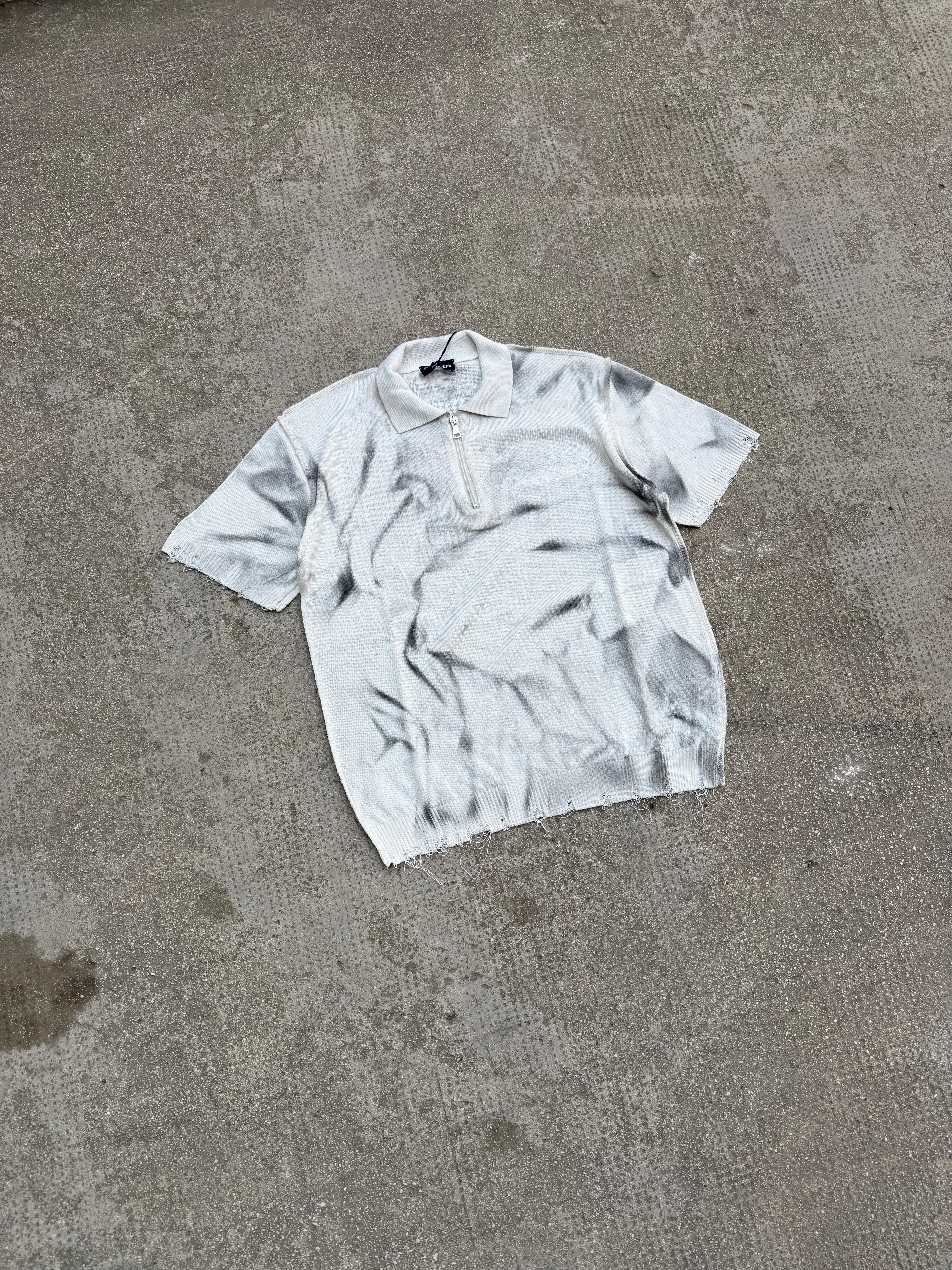 10-16 ANNI Polo in filo Zip Ricamata White Sfumata