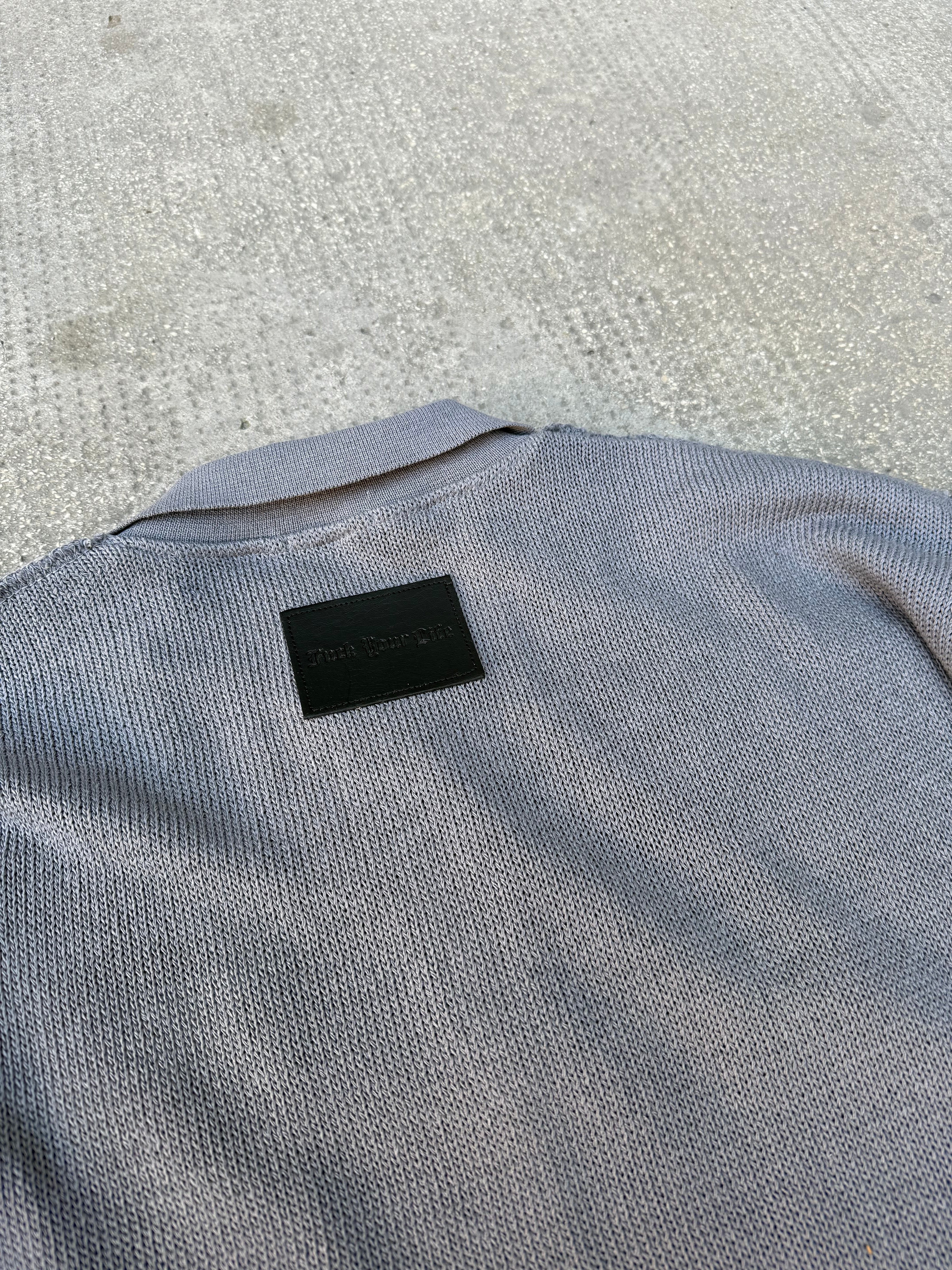 Polo in filo Zip Ricamata Inox