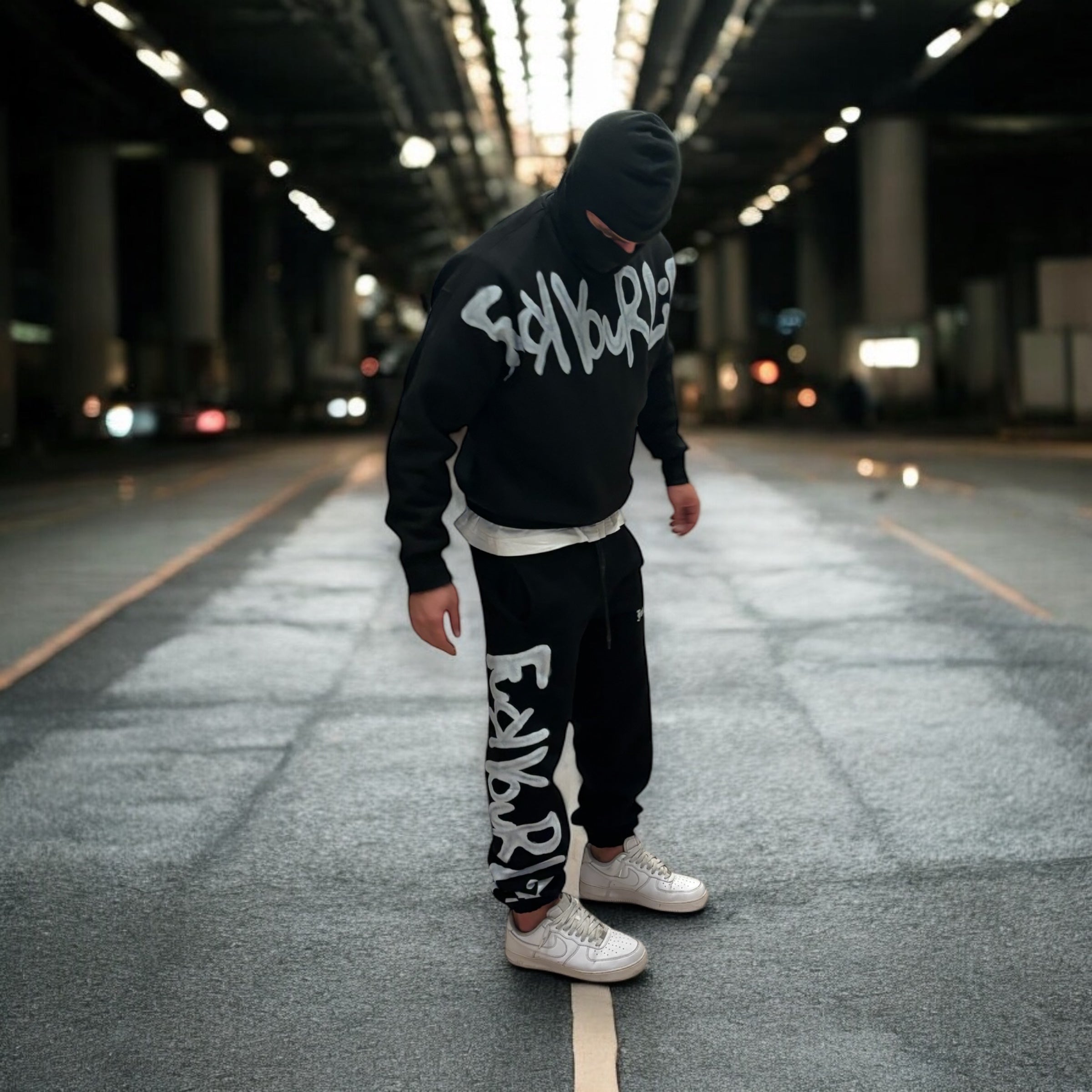 Hoodie Spray Black Girocollo