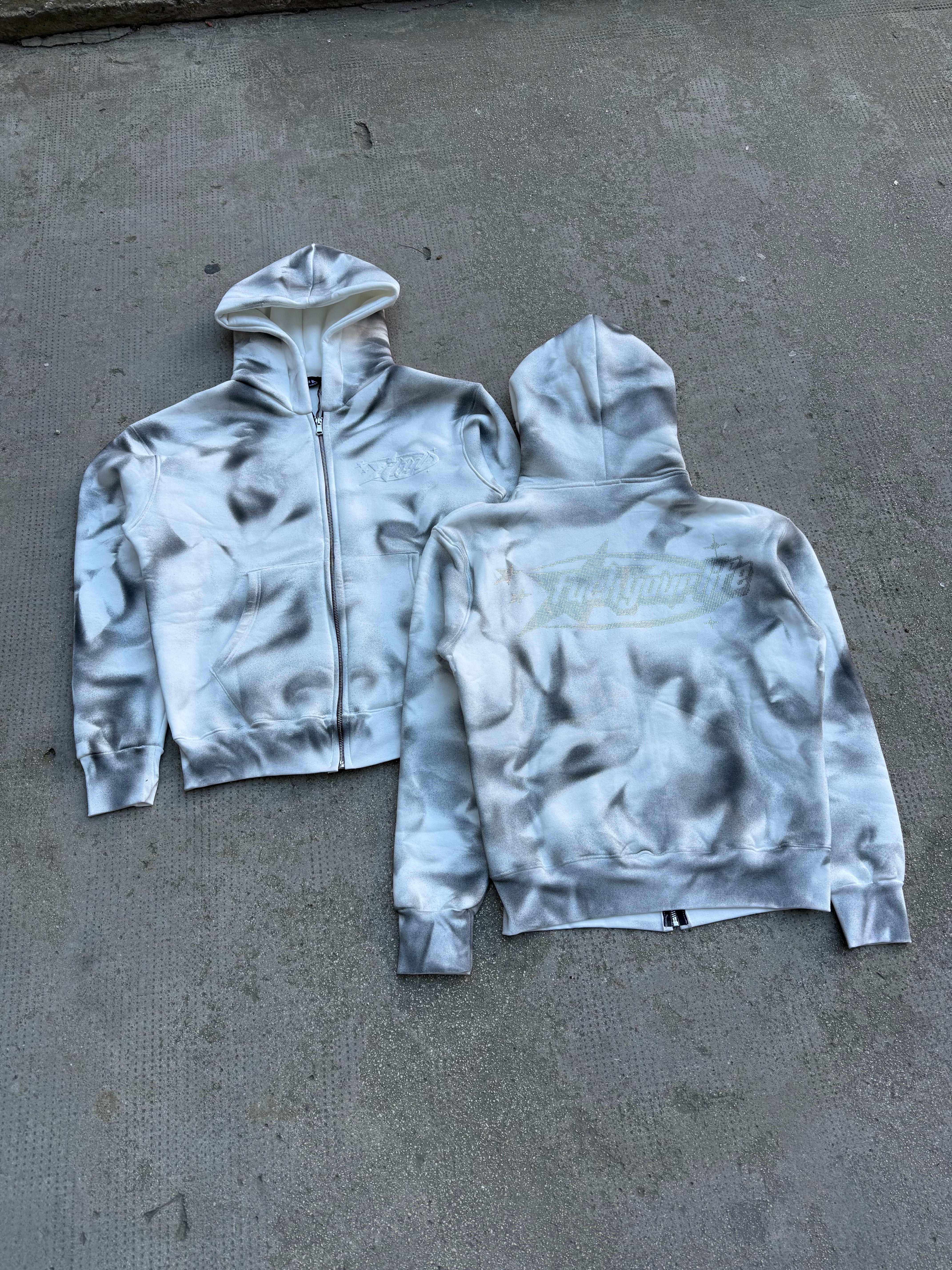 Hoodie Zip Sfumata BRILLANTINATA White