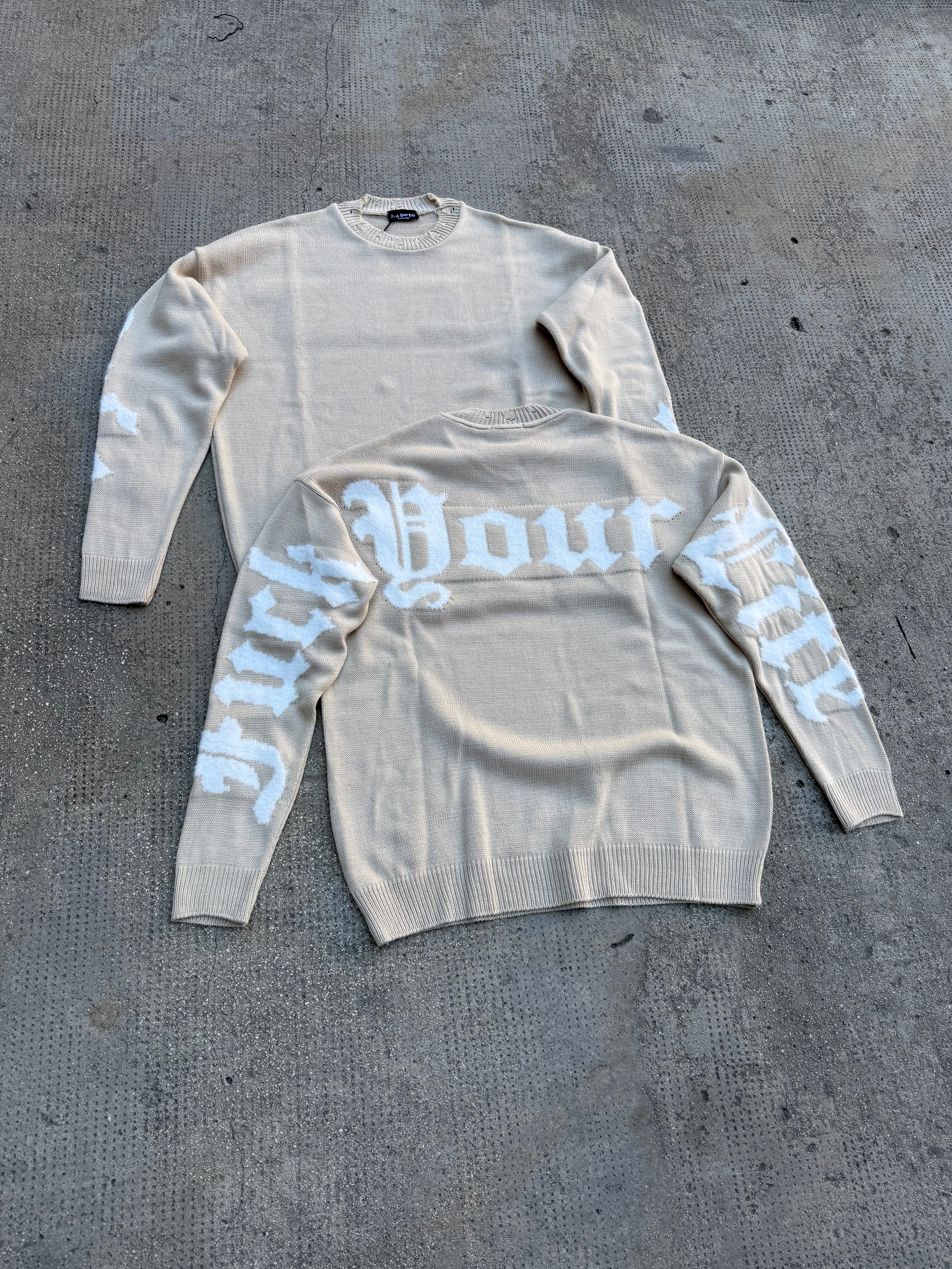 Maglione Teddy Logato Sfilacciato Safari