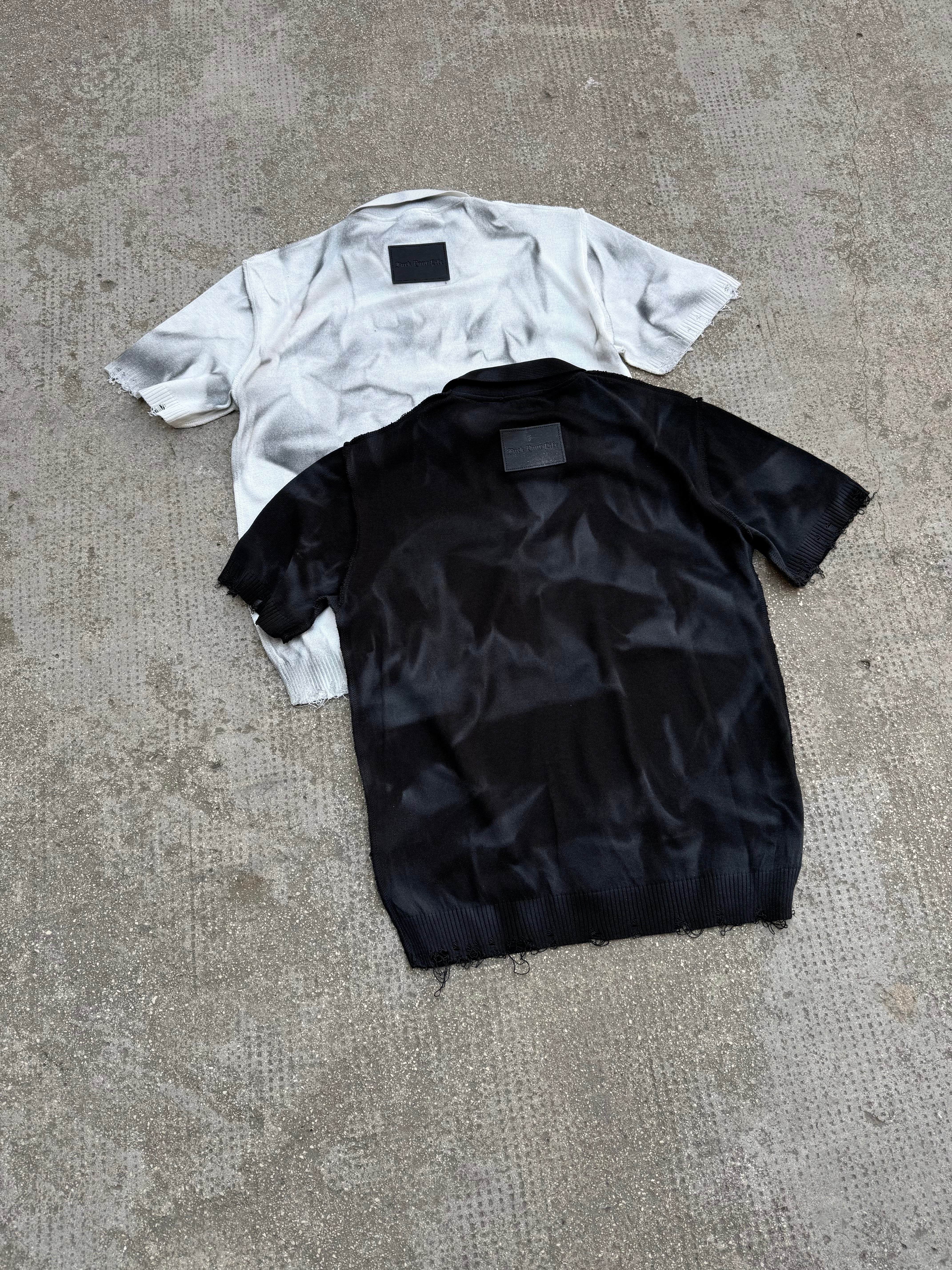 10-16 ANNI Polo in filo Zip Ricamata Black Sfumata