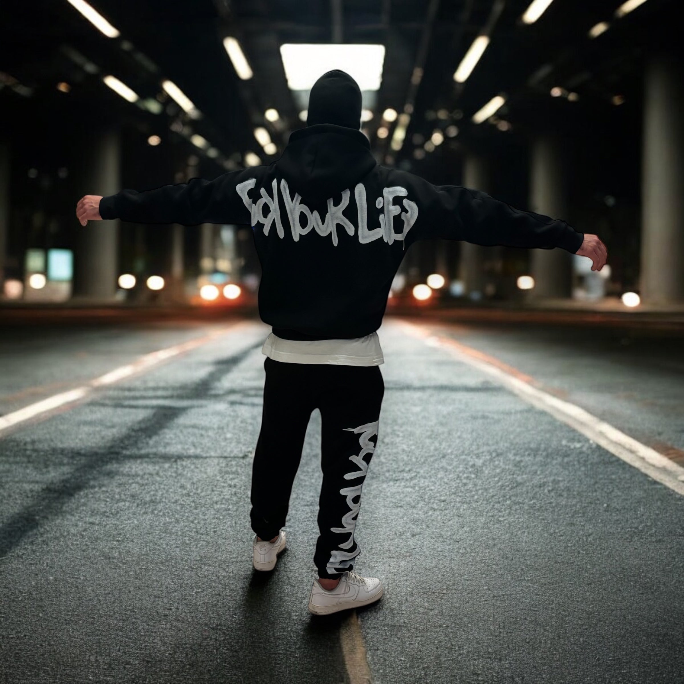 Hoodie Spray Black Cappuccio