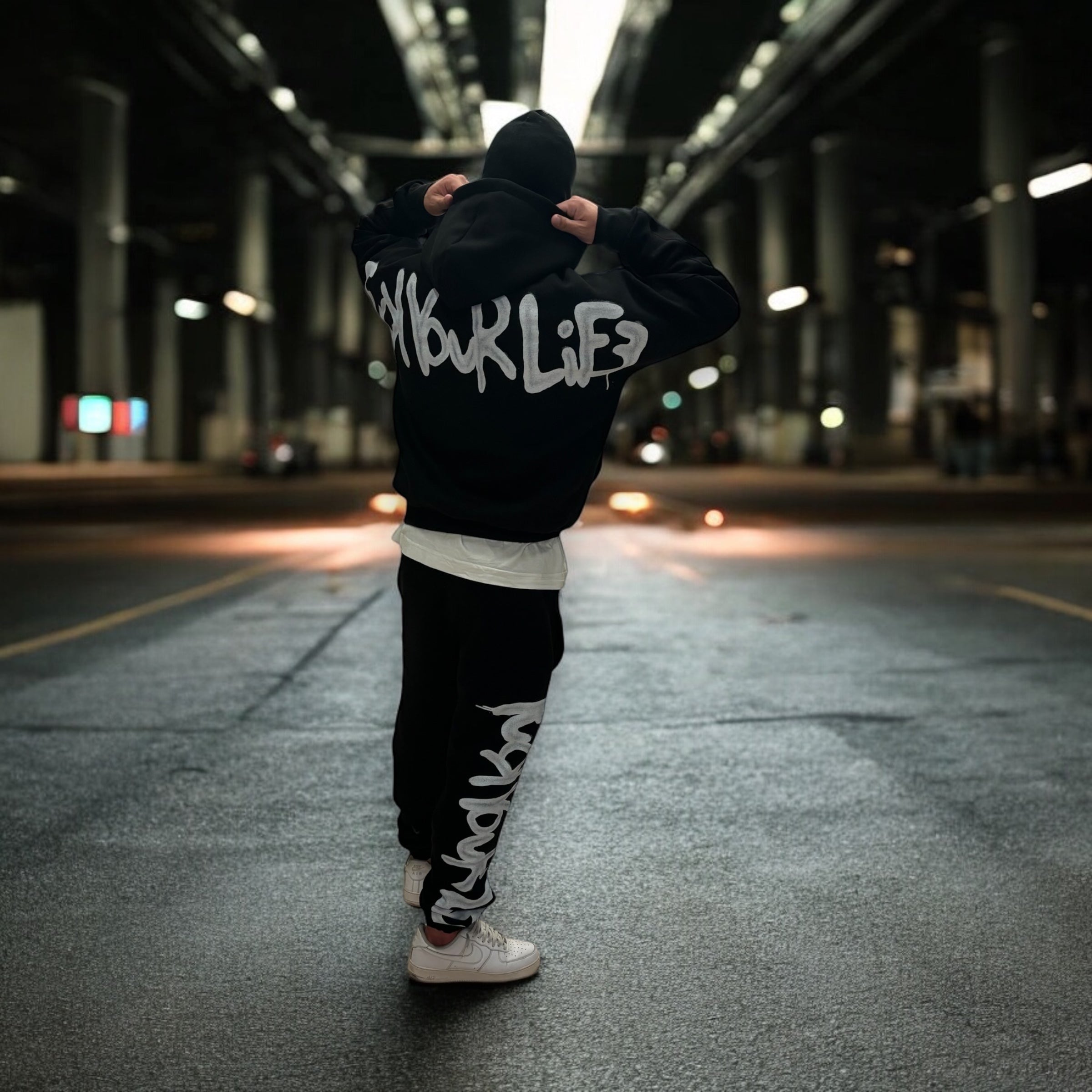 Hoodie Spray Black Cappuccio