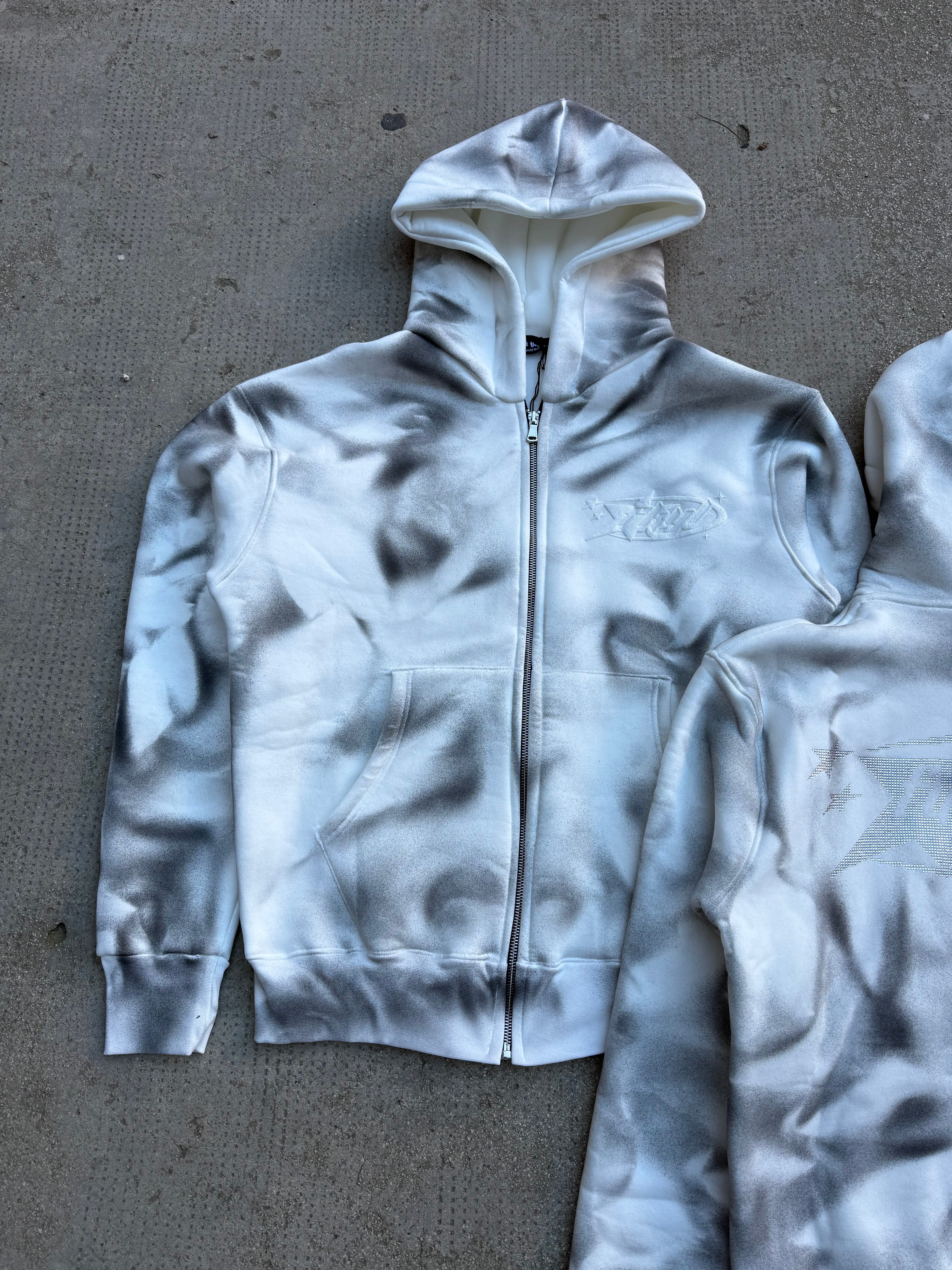 Hoodie Zip Sfumata BRILLANTINATA White