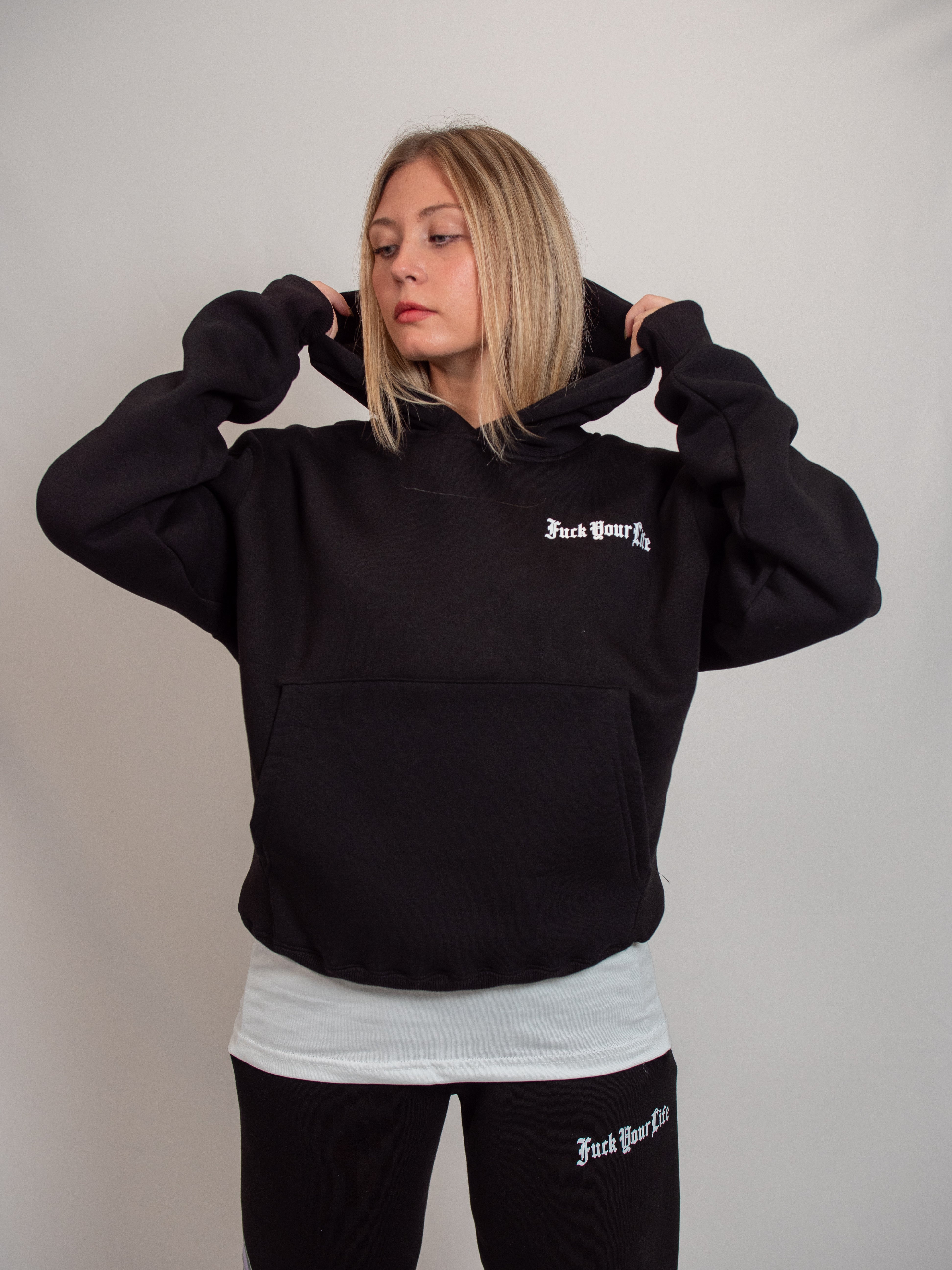 Felpa Hoodie Nera Donna FP002202