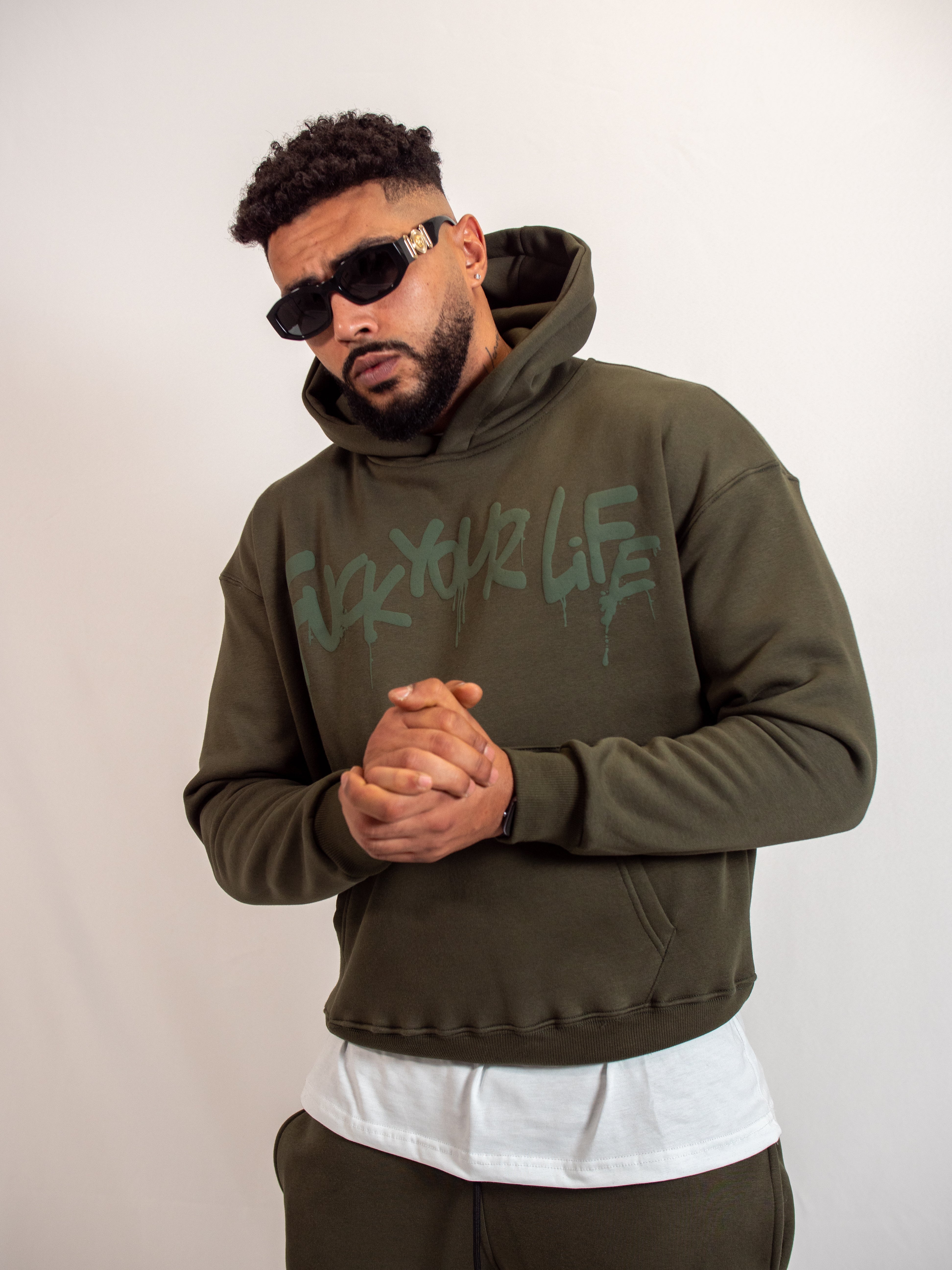 Militärgrünes Kapuzenpullover FP002203