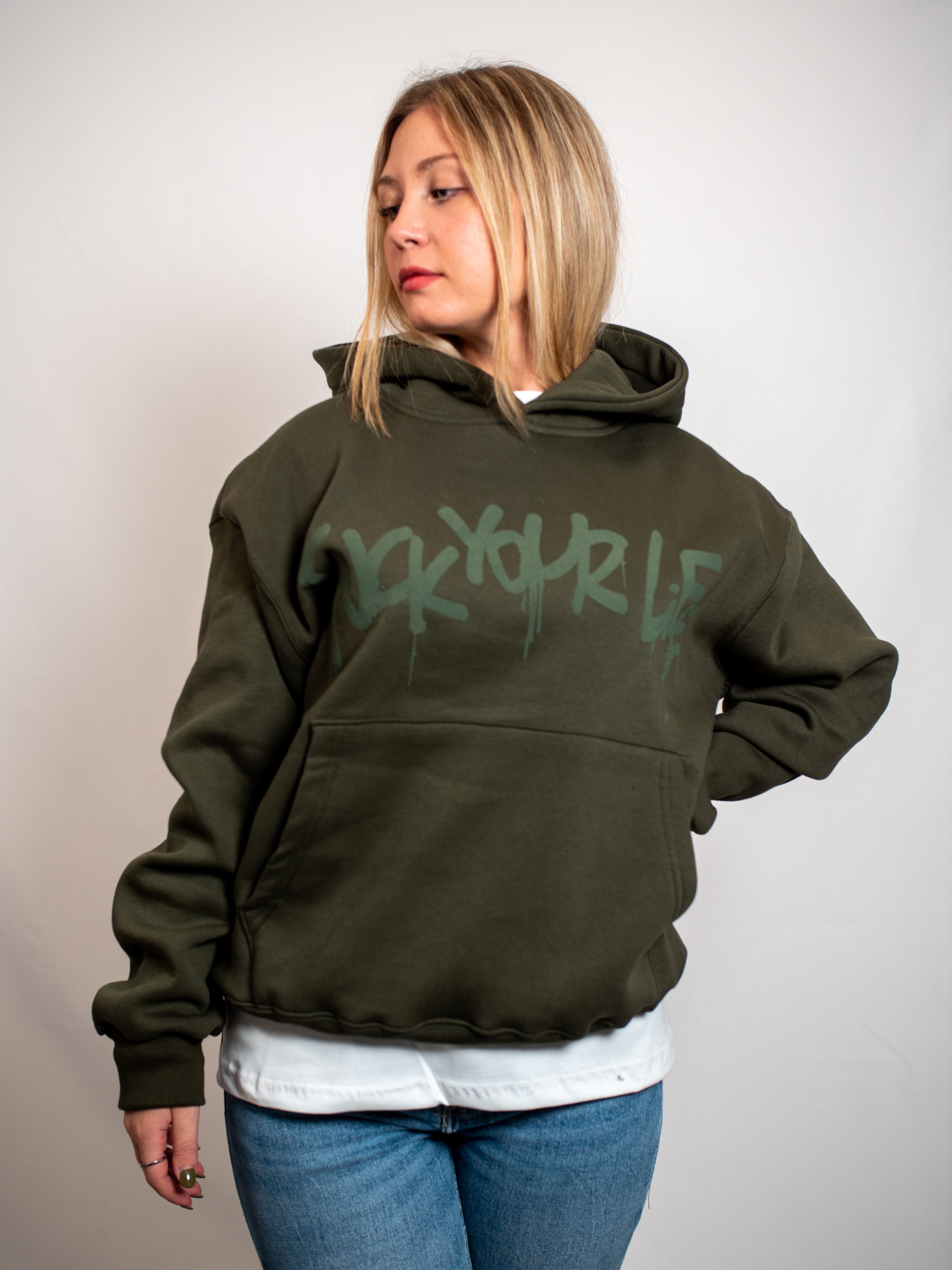 Felpa Hoodie Verde Militare donna FP002203
