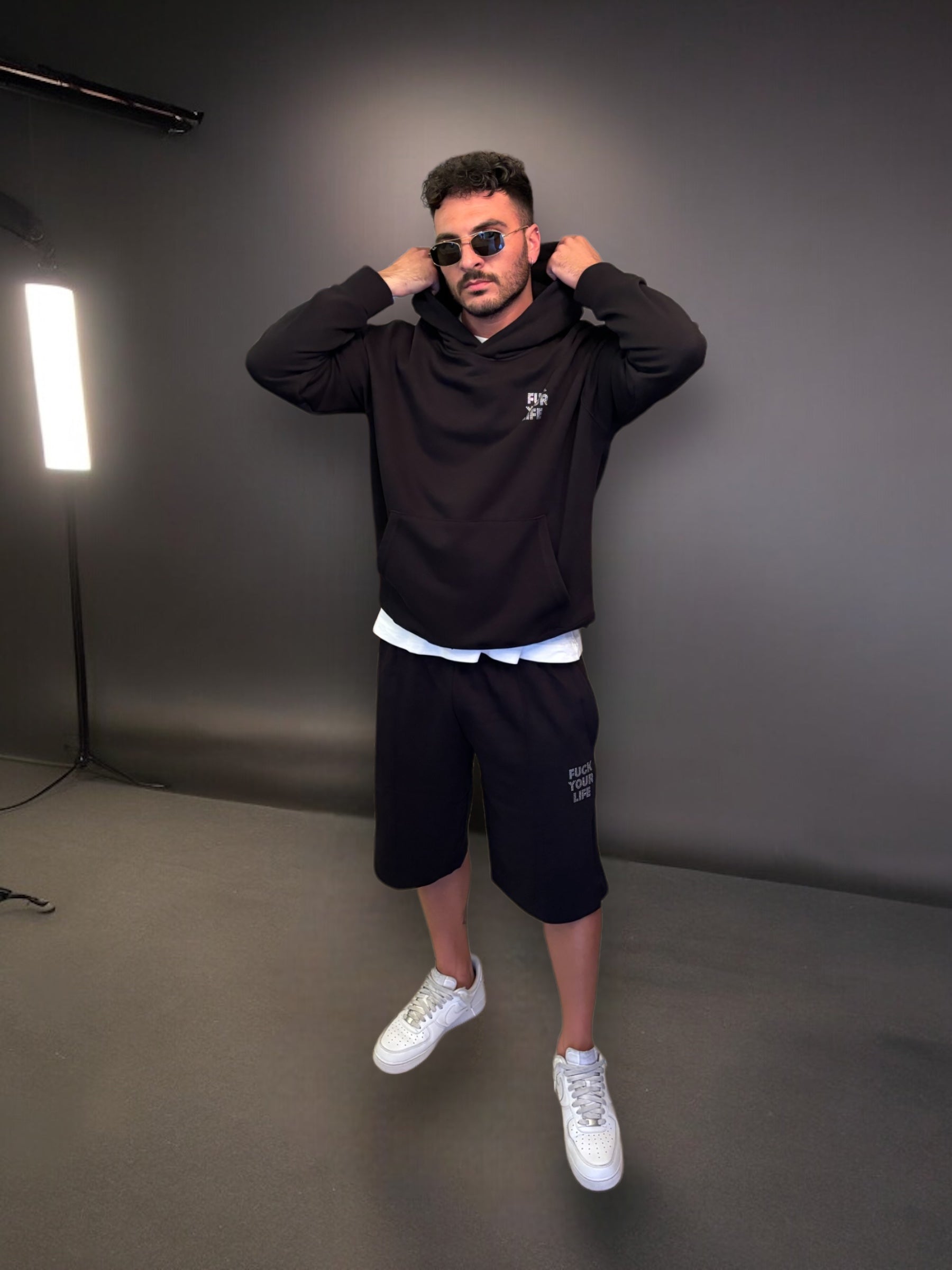 Completo Strass Hoodie + Shorts Limited Edition FYL Black