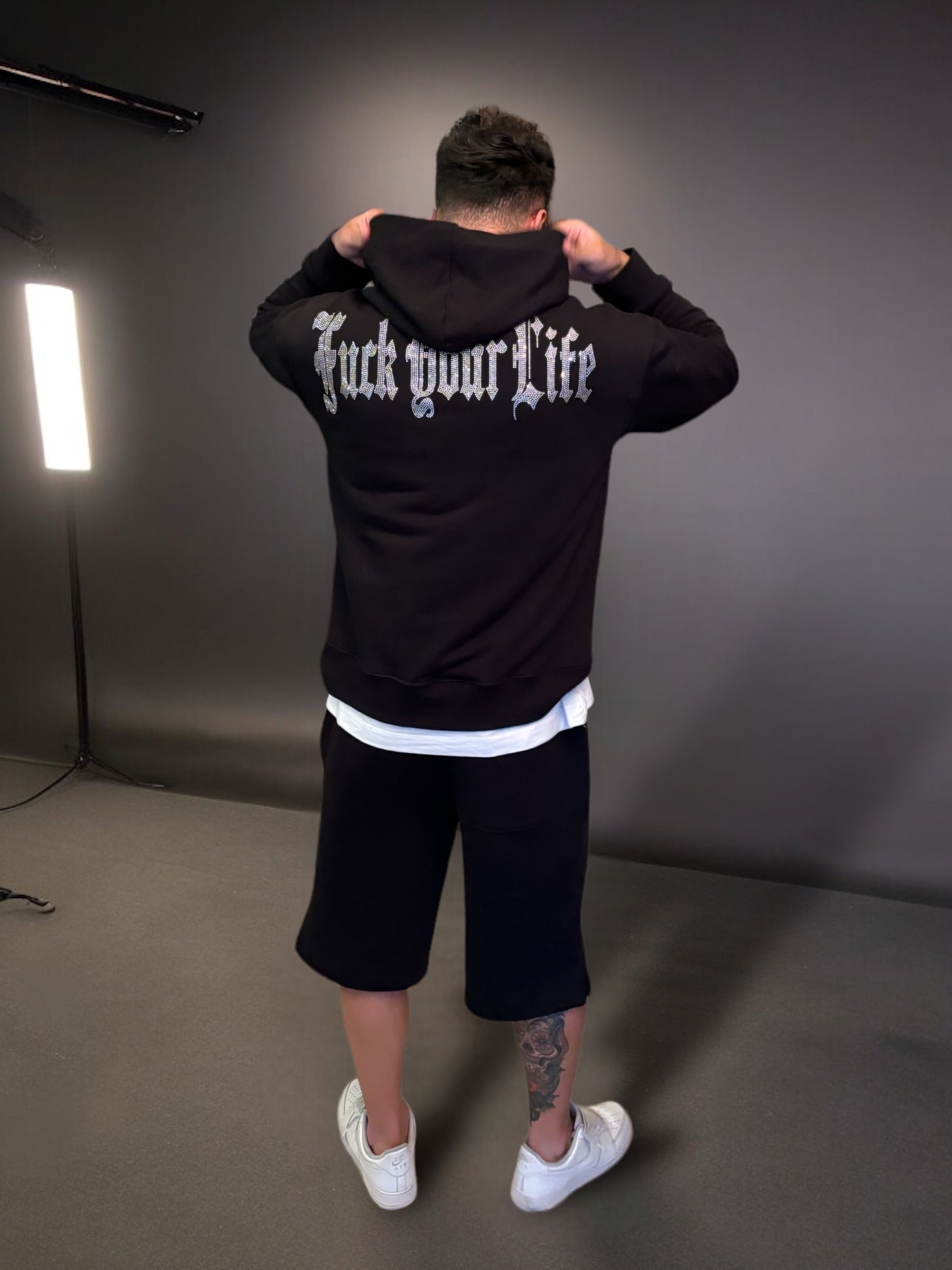 Completo Strass Hoodie + Shorts Limited Edition FYL Black