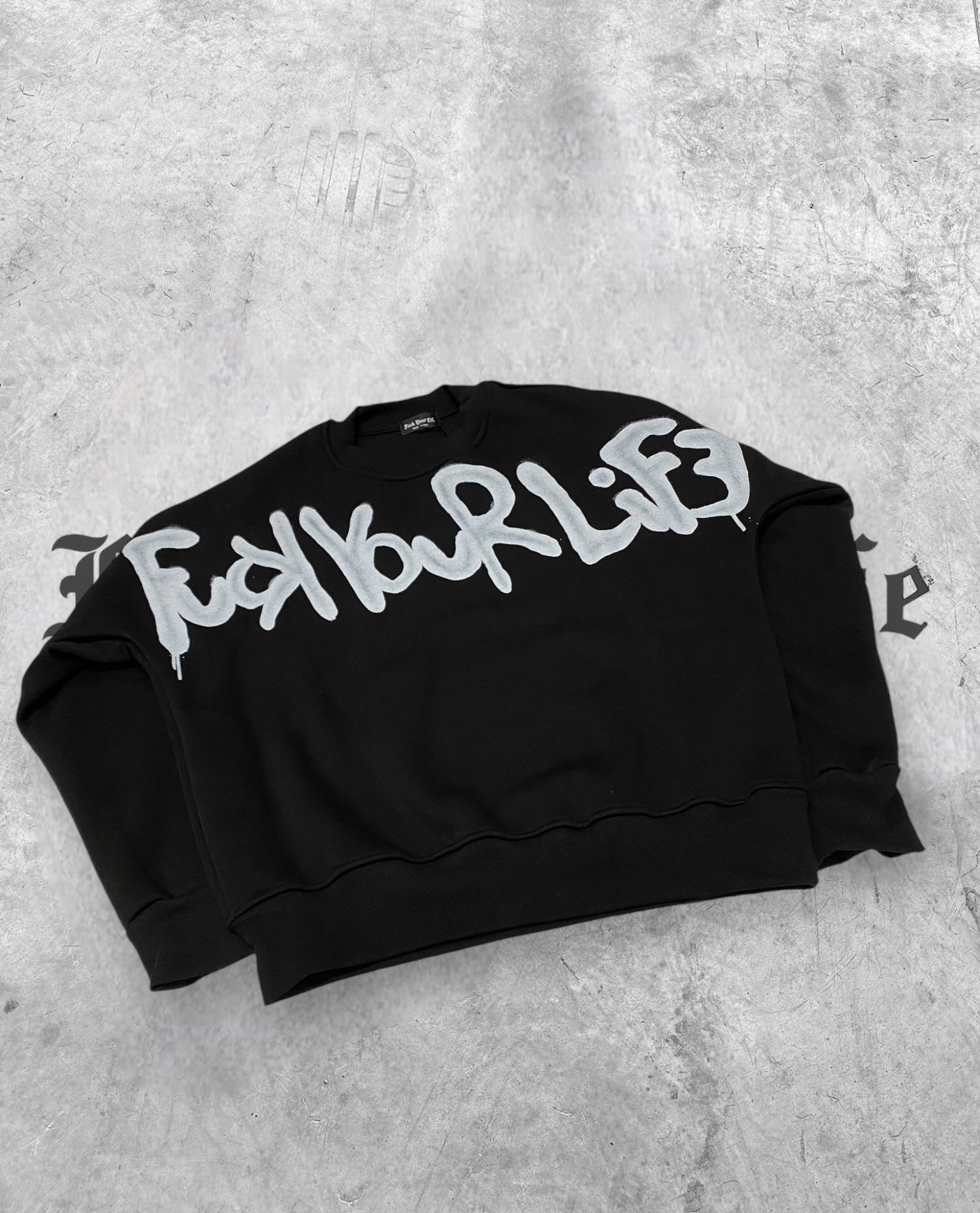Hoodie Spray Black Girocollo