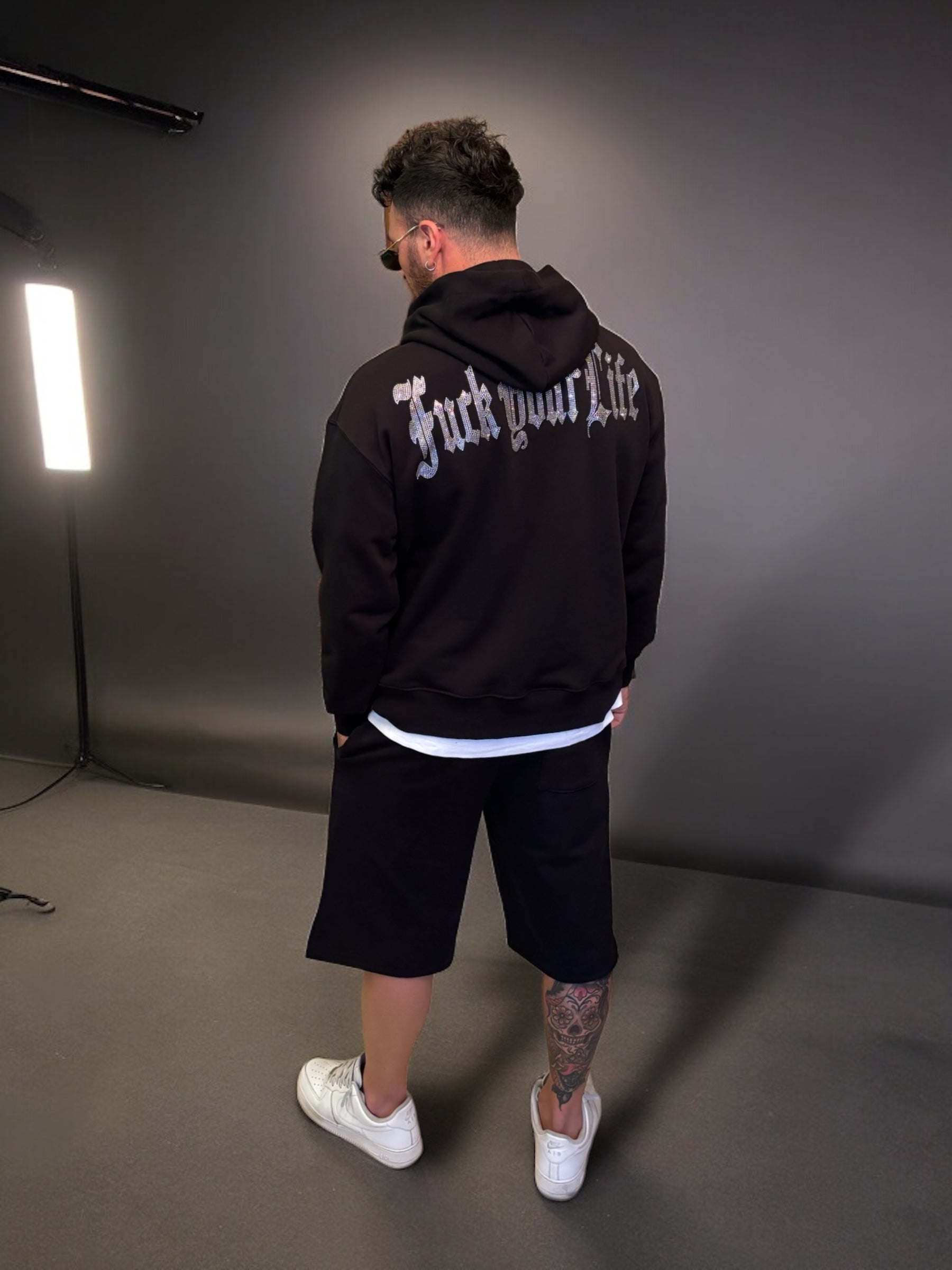 Completo Strass Hoodie + Shorts Limited Edition FYL Black