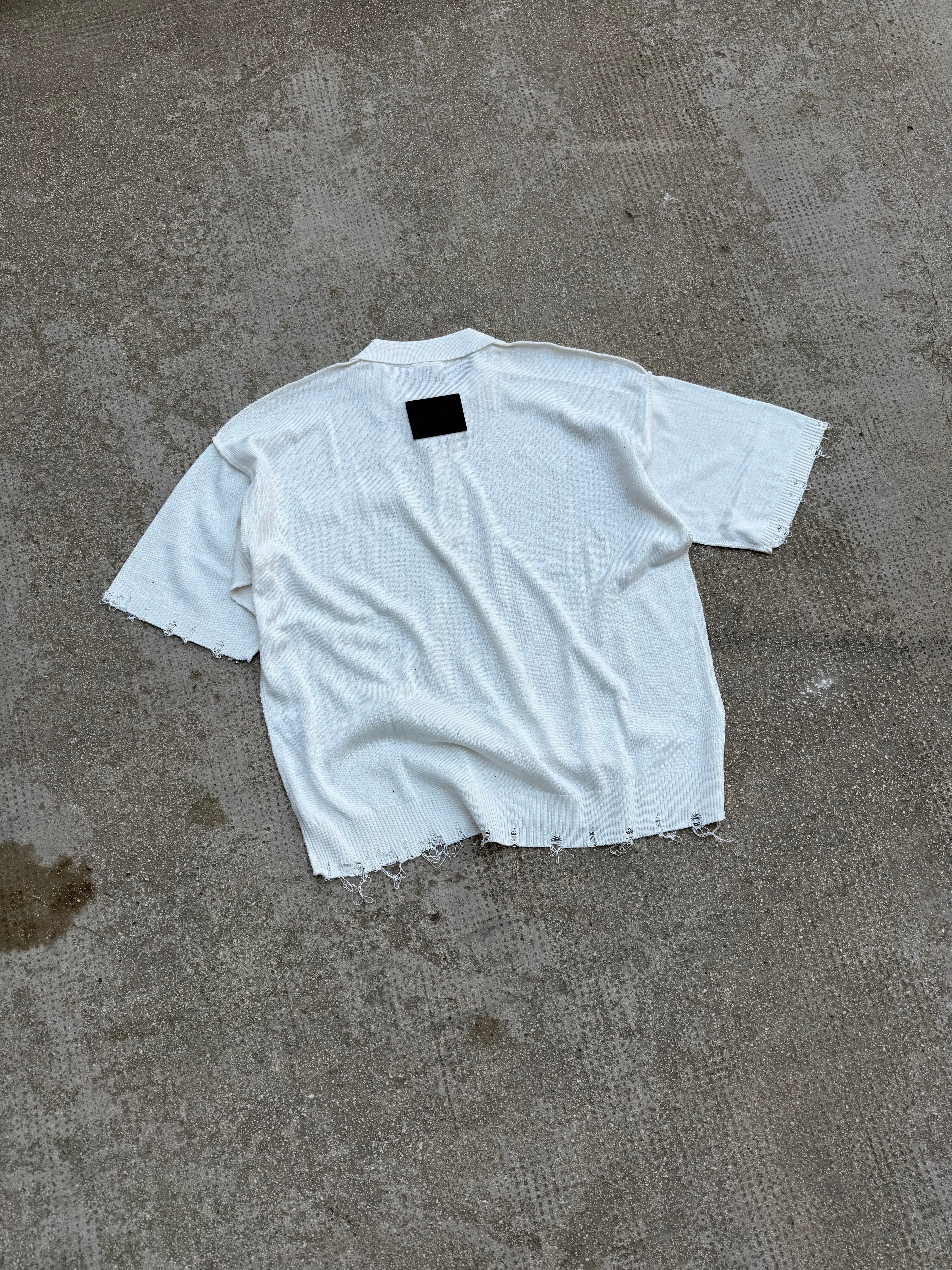 Polo in filo Zip Ricamata White