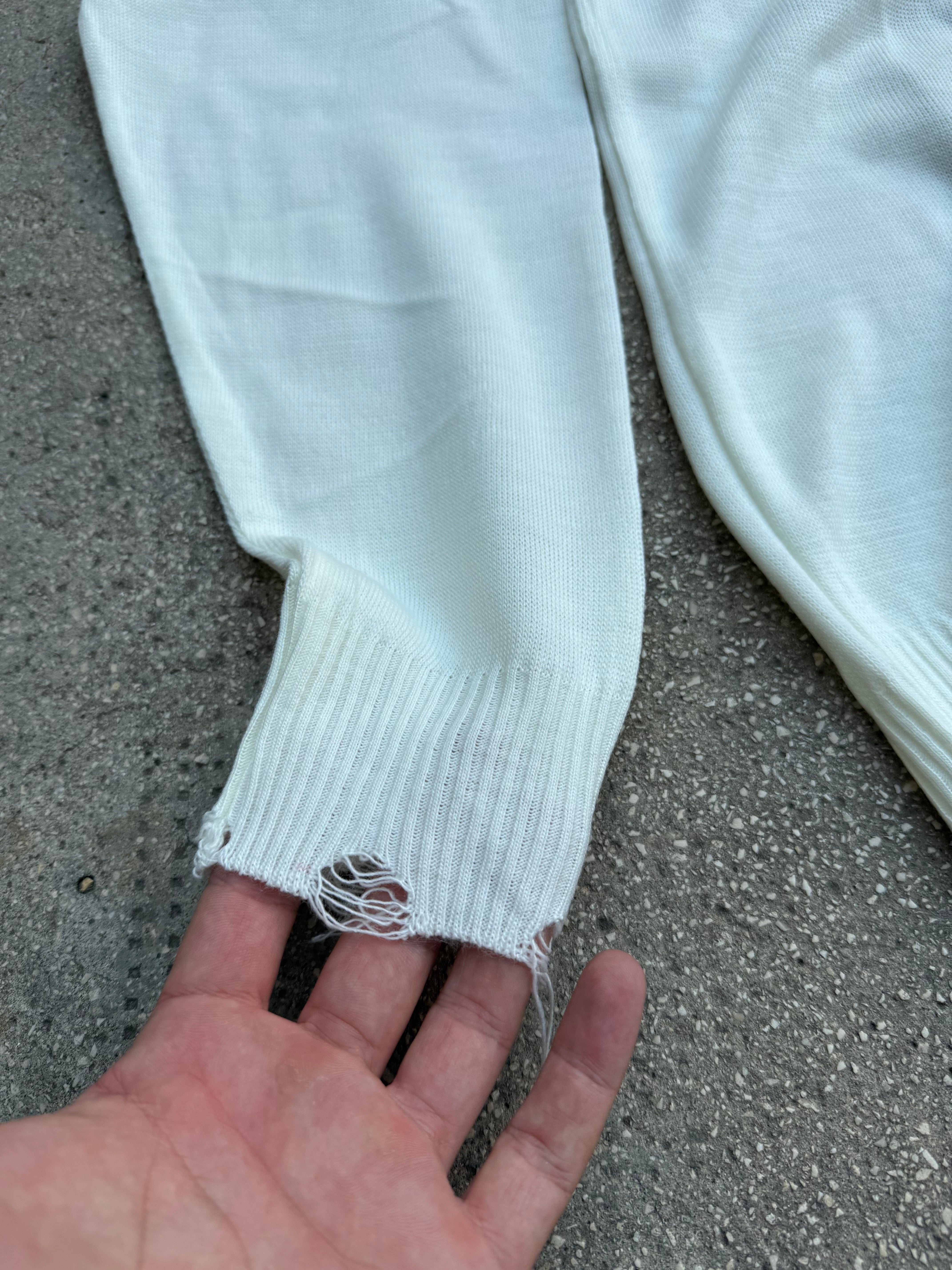 Maglione Logato Sfilacciato White