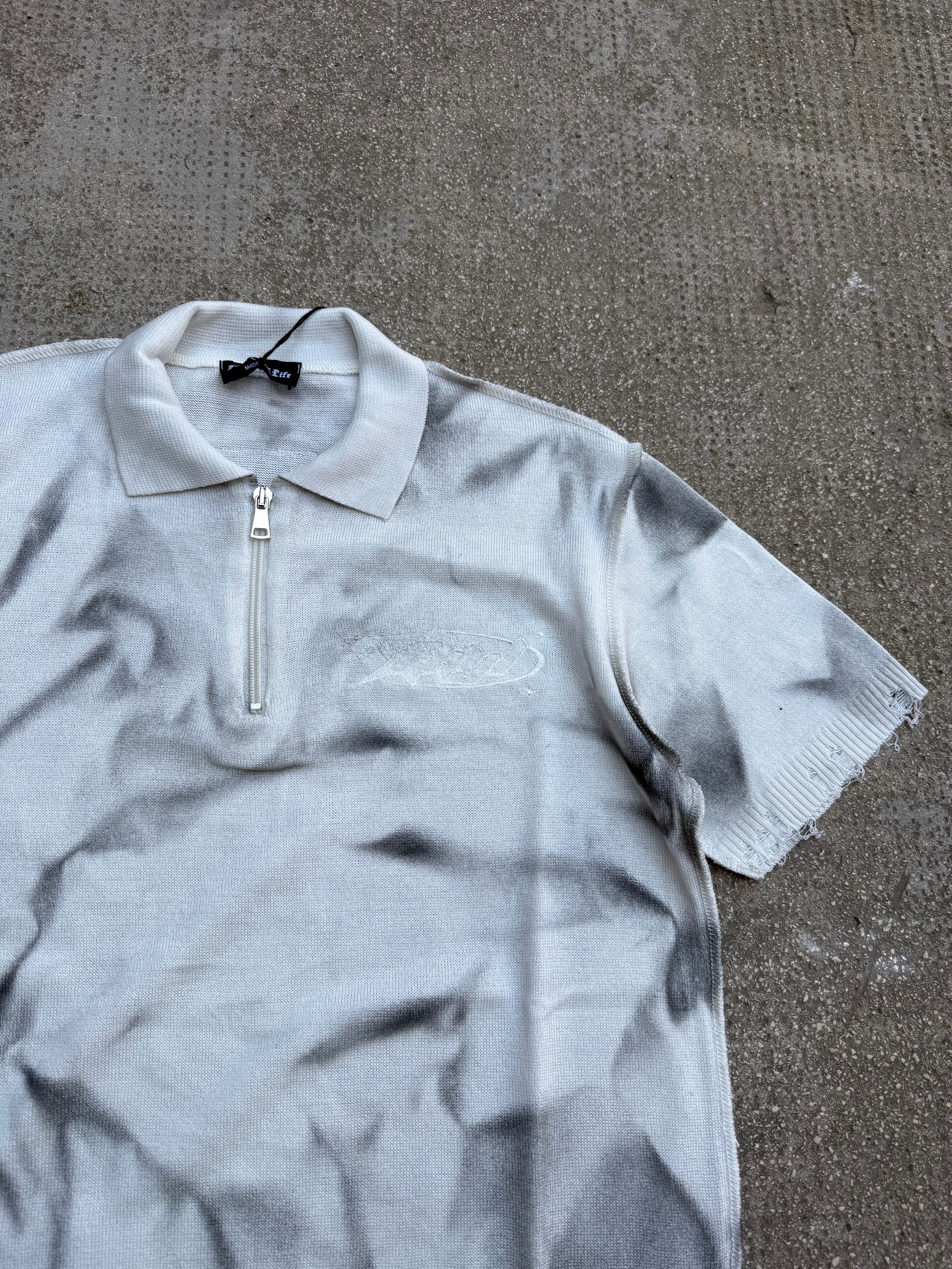10-16 ANNI Polo in filo Zip Ricamata White Sfumata