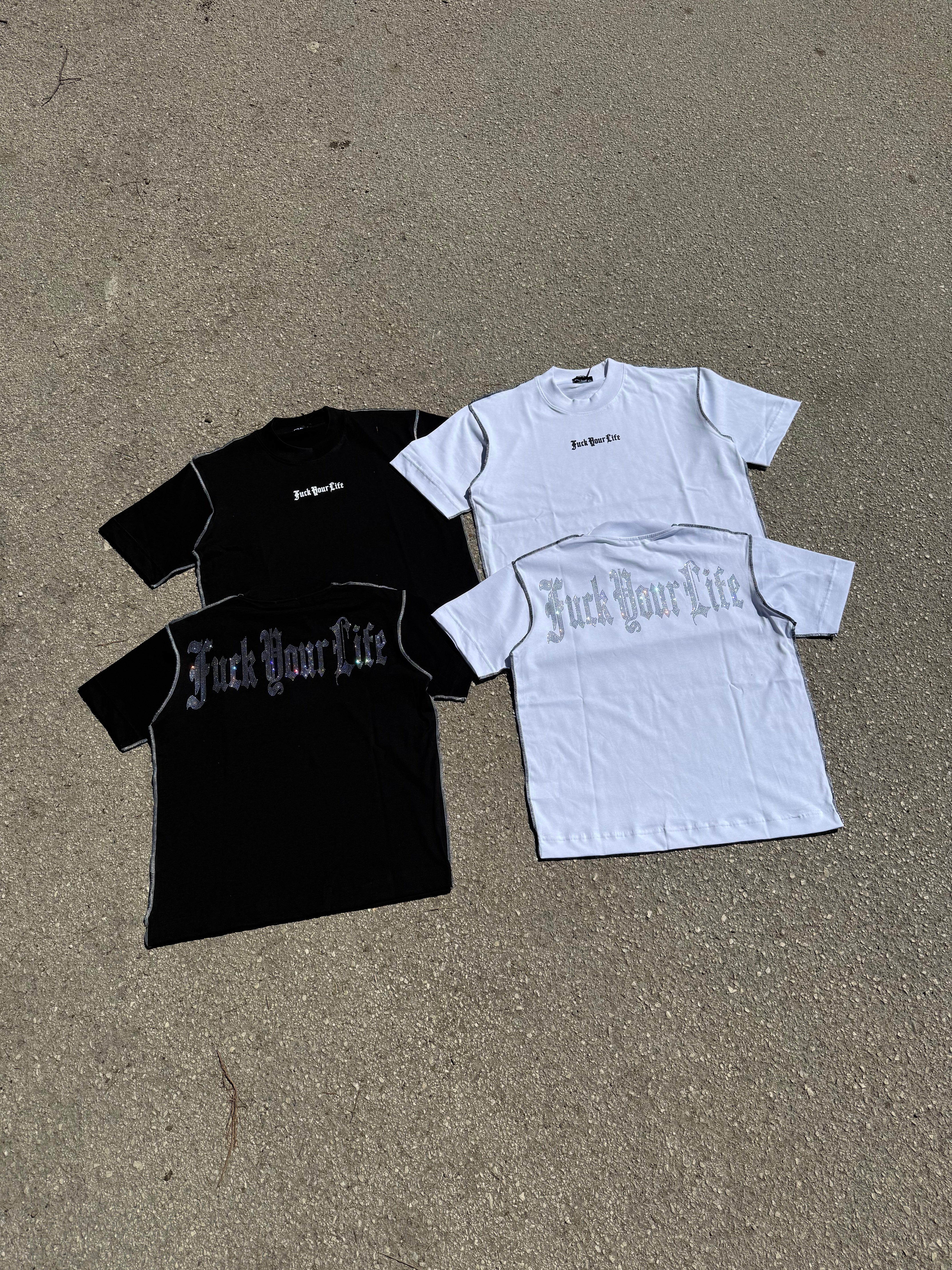T-shirt Cuciture Brillantinata Black