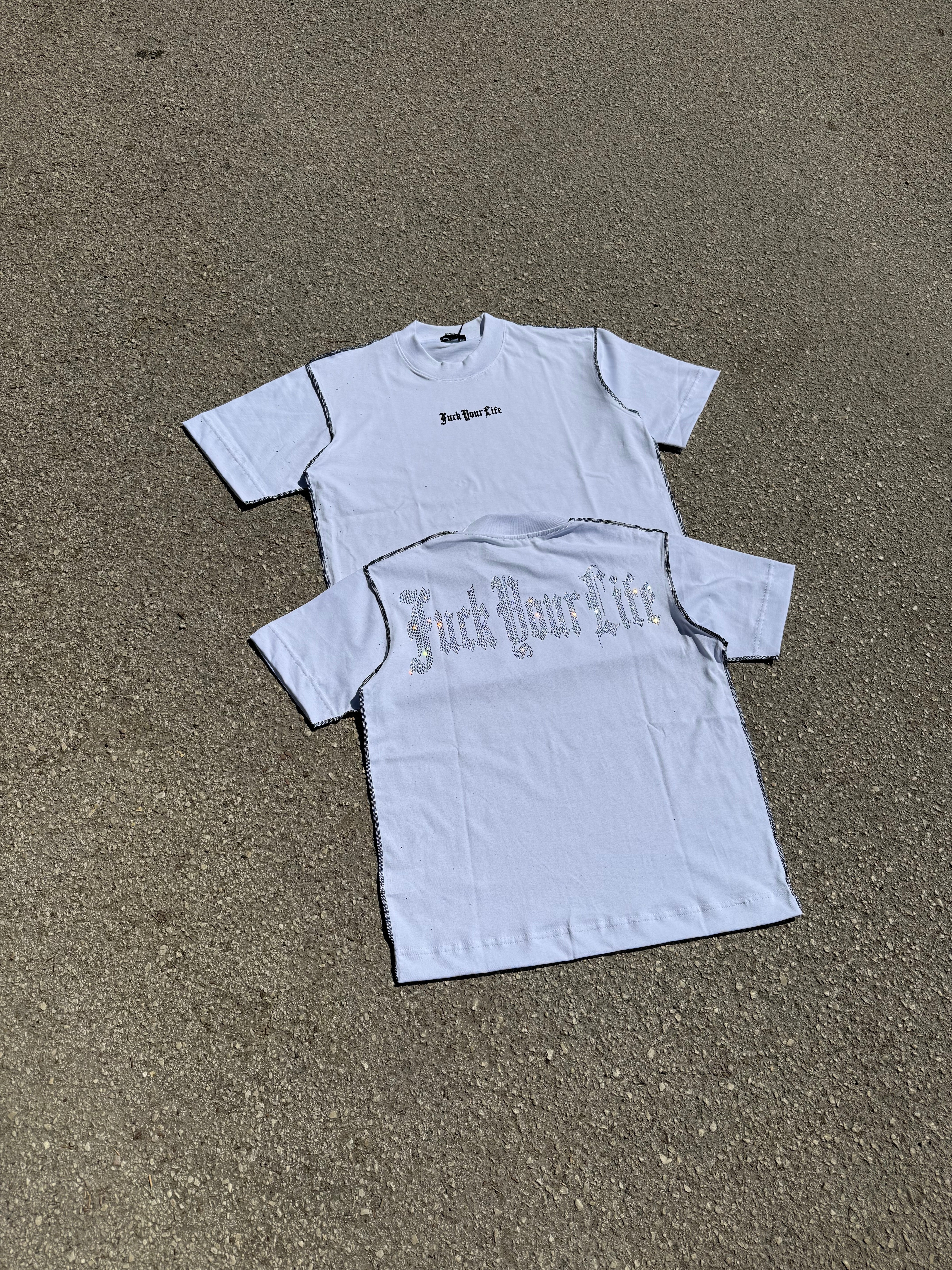 T-shirt Cuciture Brillantinata White
