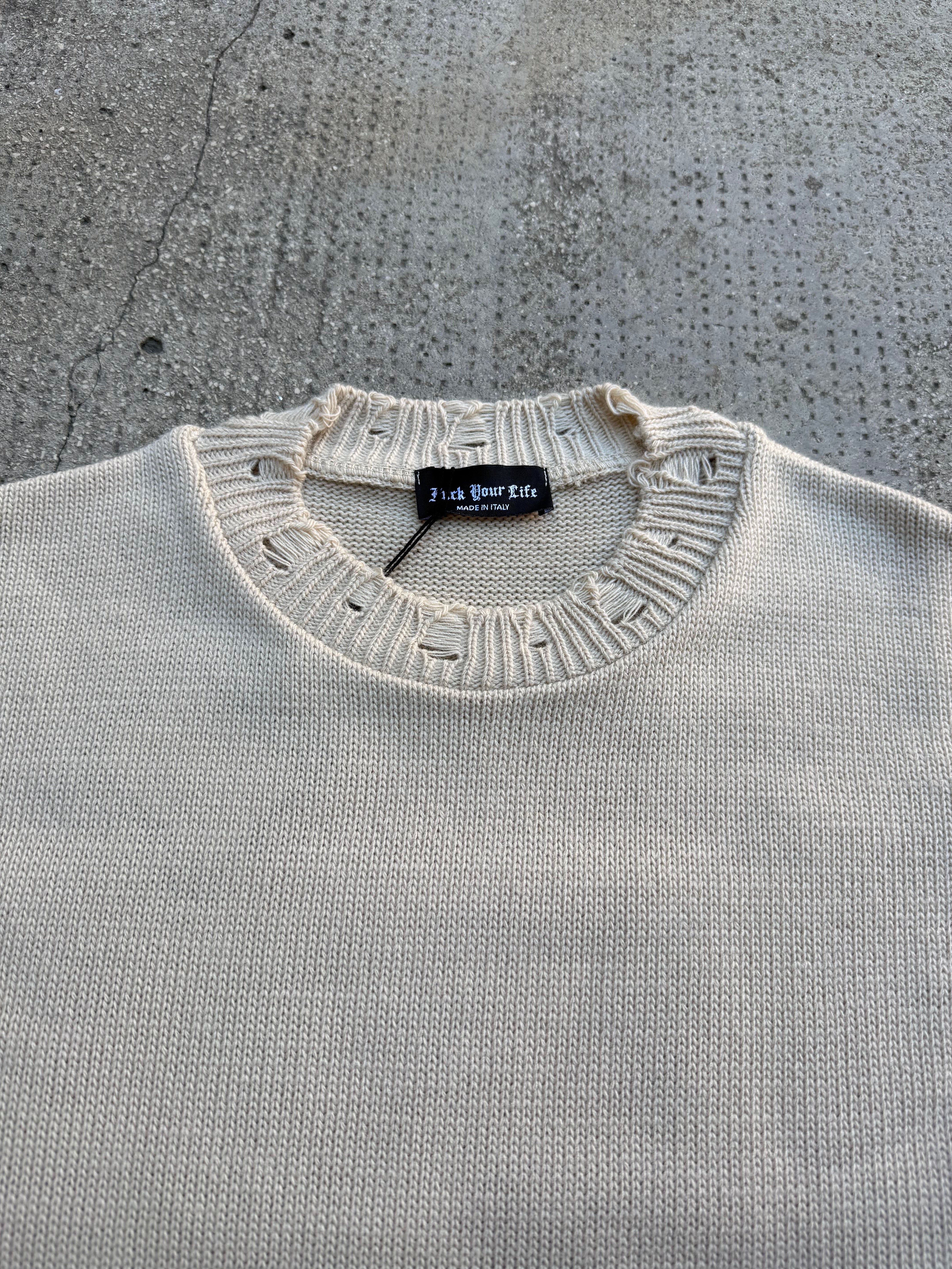 Maglione Teddy Logato Sfilacciato Safari