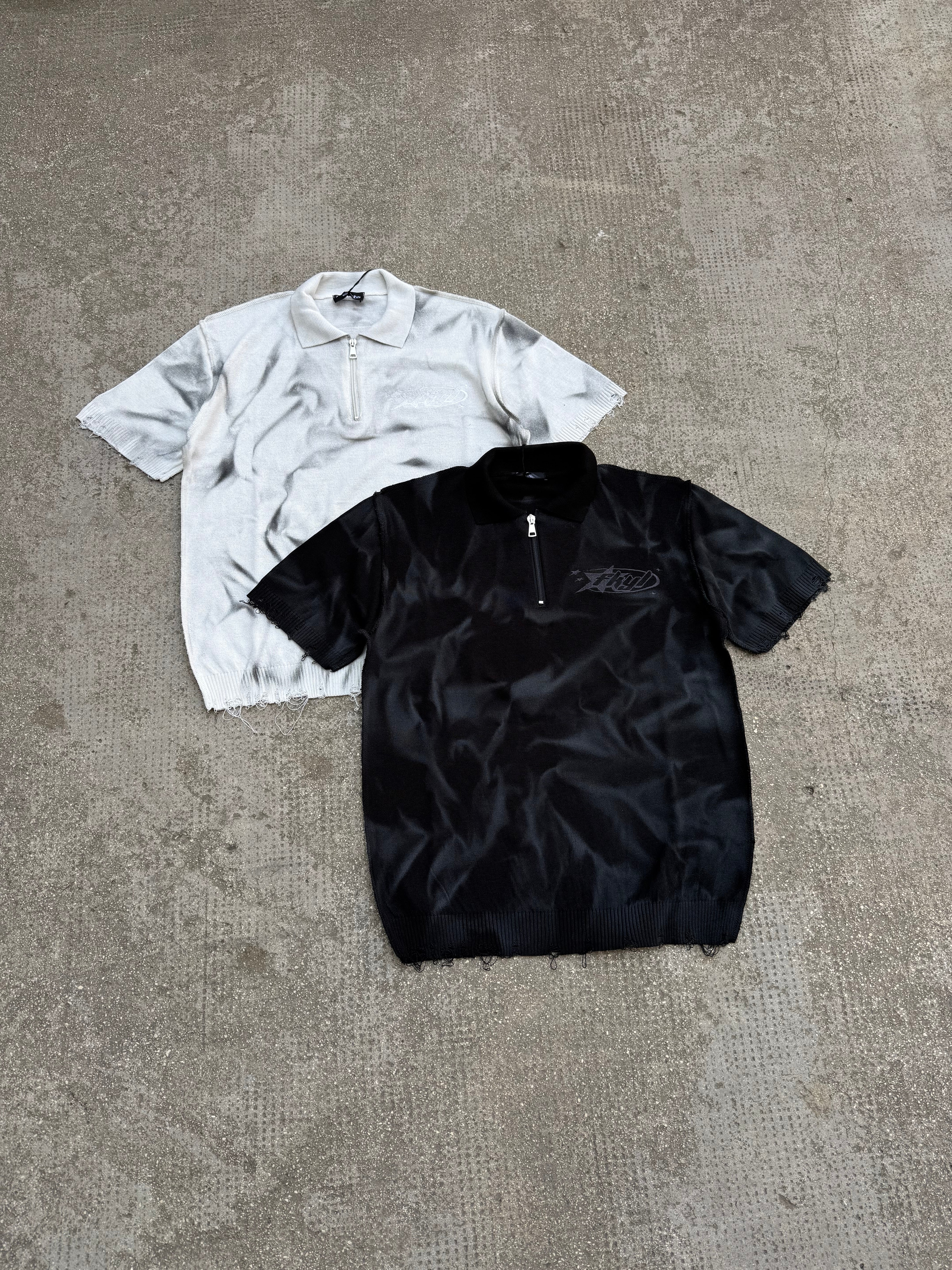 10-16 ANNI Polo in filo Zip Ricamata Black Sfumata