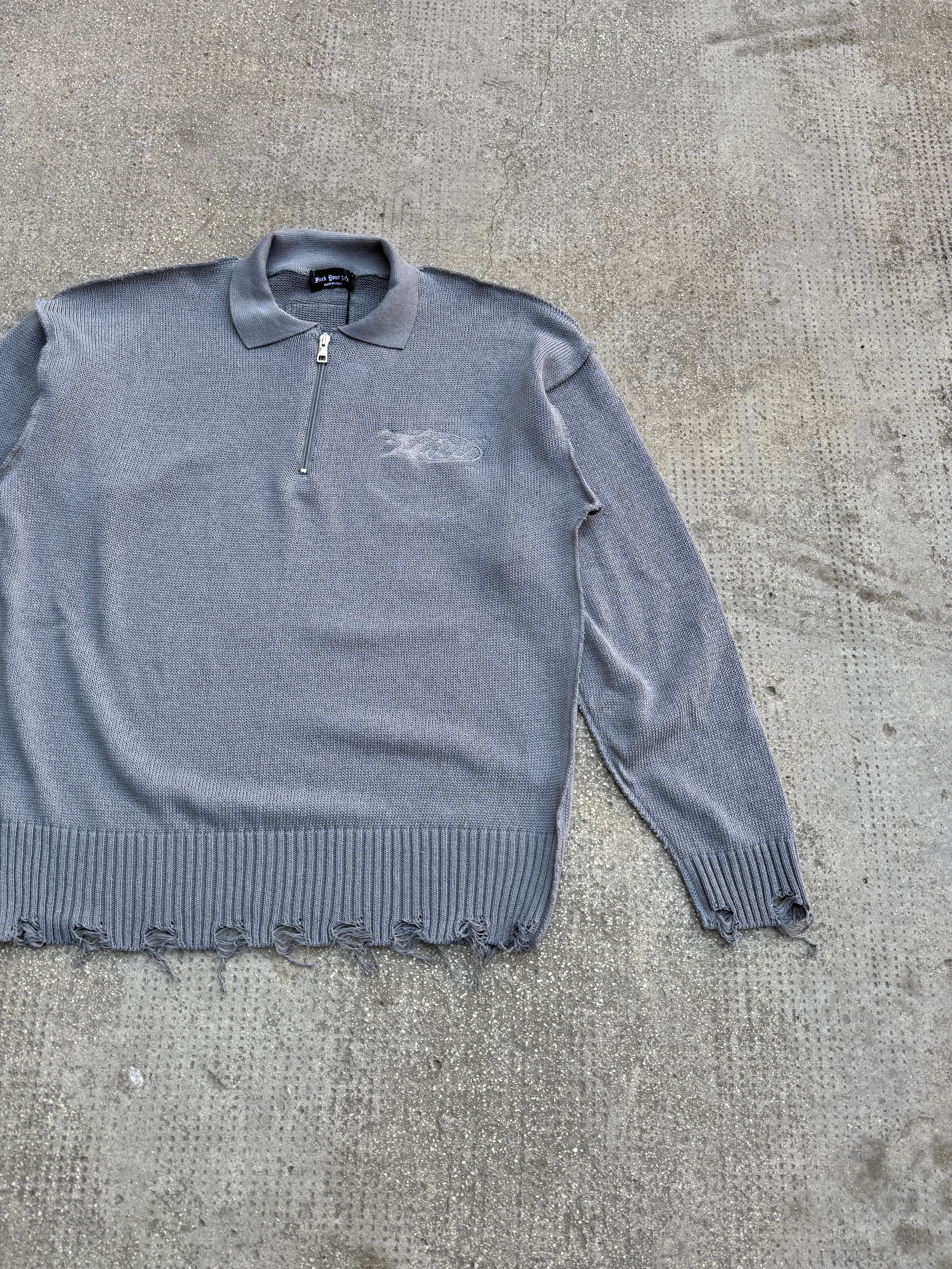 Polo in filo Zip Ricamata Inox